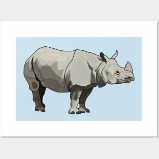 Javan rhinoceros cartoon illustration Posters and Art